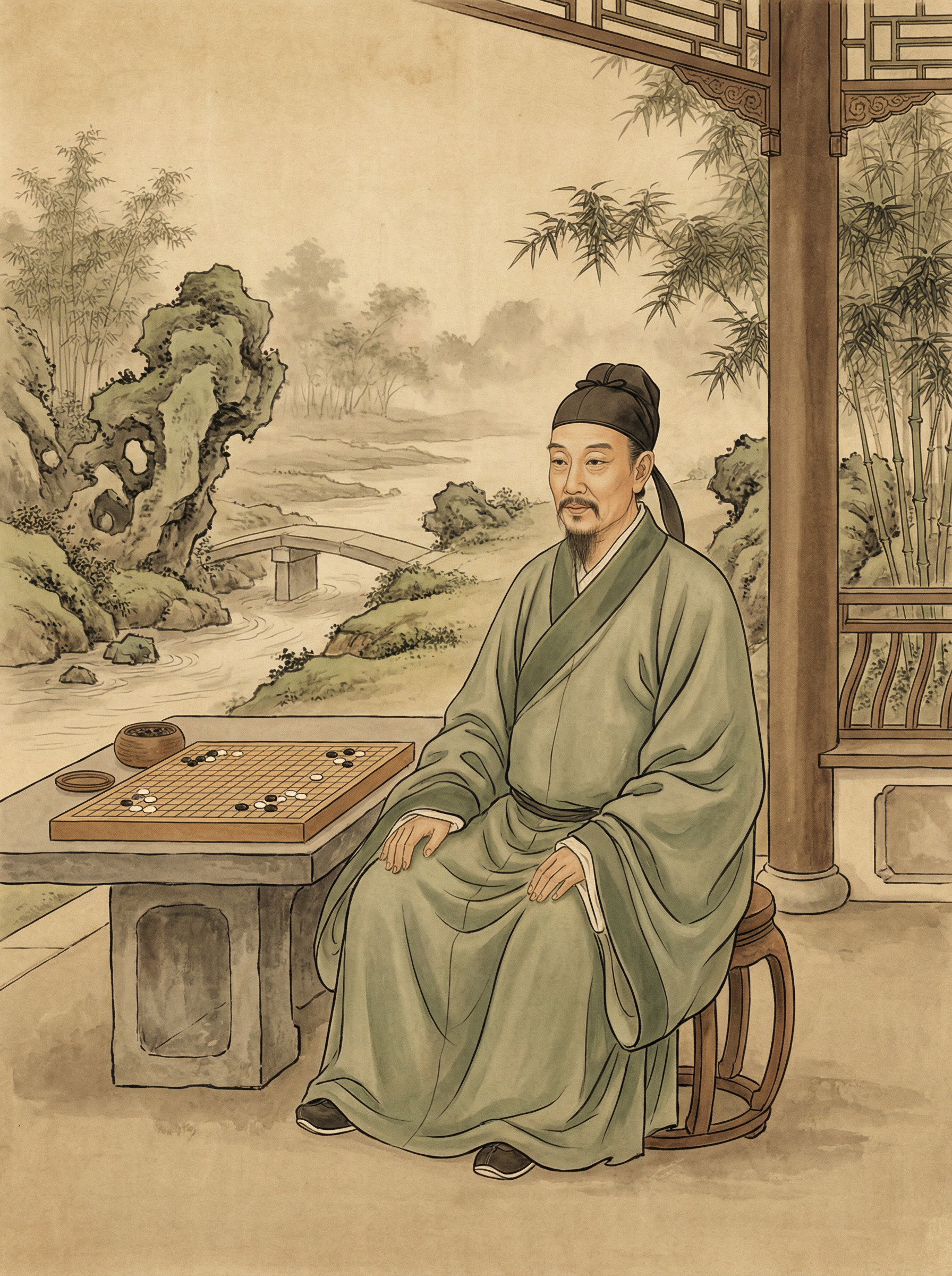 ky棋牌 - 清代围棋大师施襄夏画像